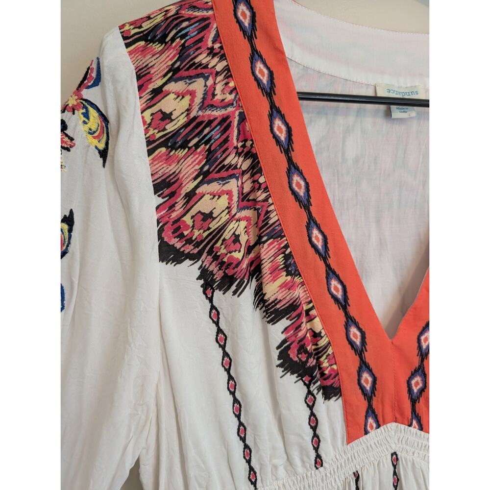 Sundance Amrita Story Dress XL Boho Embroidered Midi White Multicolor Festival - Picture 3 of 12